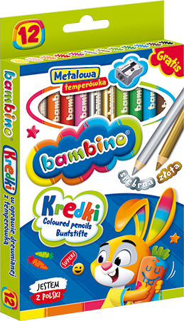 Kredki w drewnianej oprawie Bambino 12 kolorów